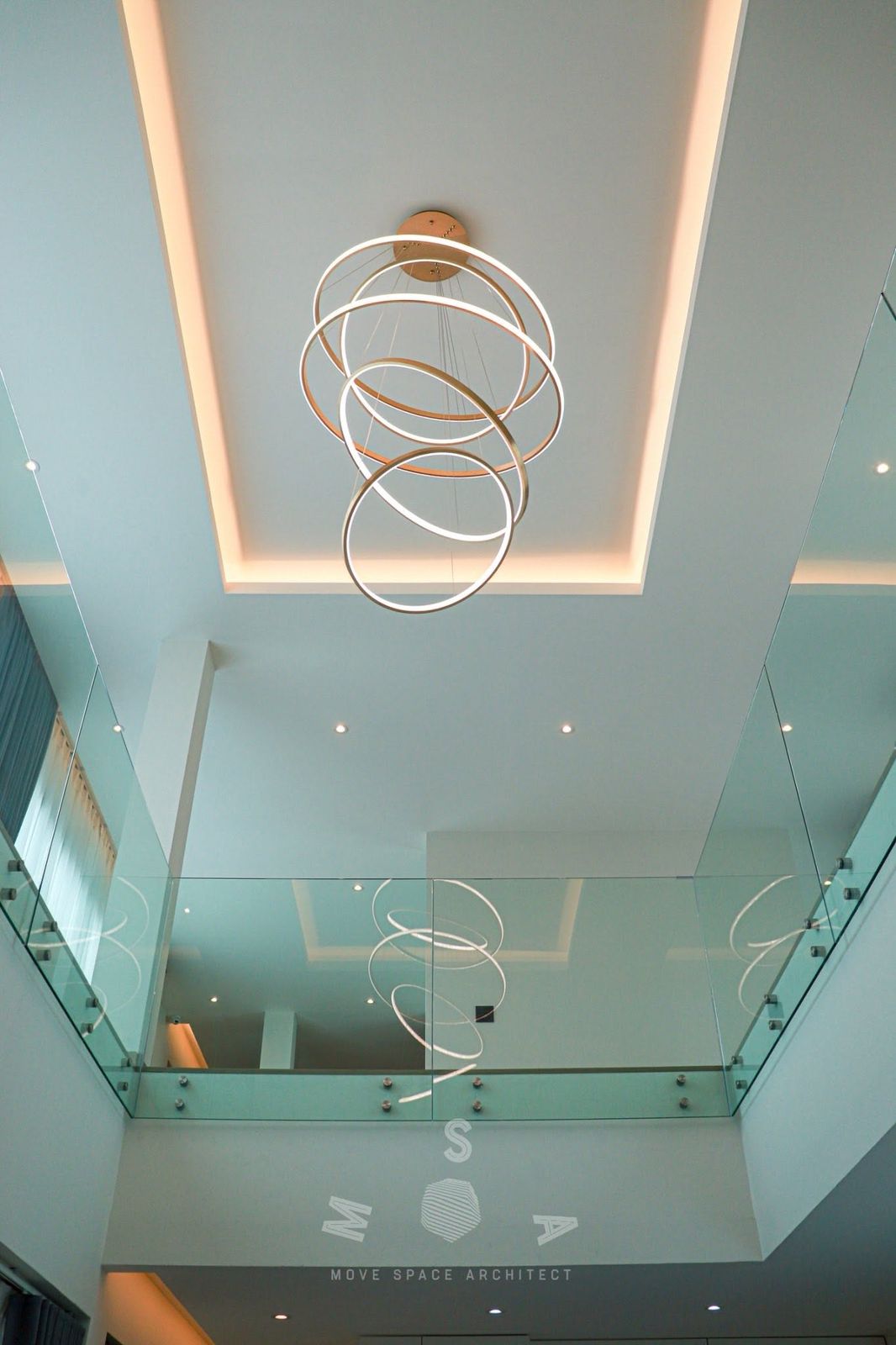 CWR house — Ring pendant in the double-height void (photograph)